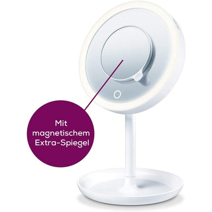 Beurer BS 45 Illuminated Cosmetic Mirror with LED Light Touch Sensor Button Magnetic Extra Mirror 5x Magnification Dimming