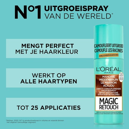L'Oreal Magic Retouch Instant Root Touch Up Spray Mahogany Medium Brown 75ml