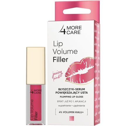 More4care Lip Volume Filler Gloss-Serum Enhancing Lips Juicy Pink 4.8g
