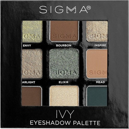 Sigma Beauty On-the-Go Eyeshadow Palette Ivy 9 Bold Eyeshadow Shades in Matte Shimmer and Metallic Finishes Highly Pigmented Vegan Eye Makeup Palette Clean Beauty Products