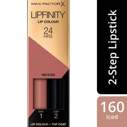 Max Factor Lipfinity Lip Colour Iced 160 Kiss-Proof Lipstick with 24h Hold