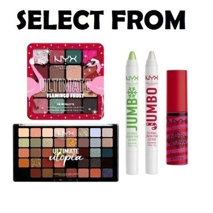 NYX Lip Gloss Swirl Jumbo Eye Pencil Eyeshadow Palette 2023 Holiday Selection