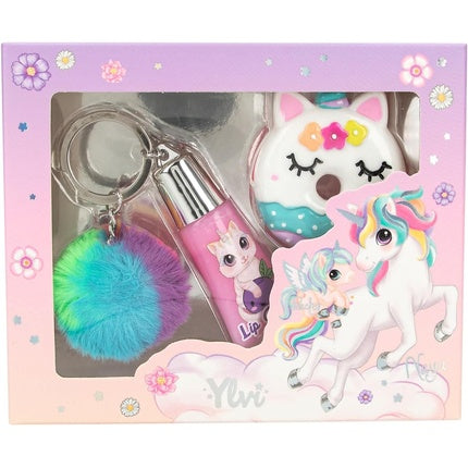 Depesche 0011712 11712 Ylvi Unicorn Lip Gloss Set for Children 2 Fruity Scented Glosses with Pendant Multi-Colored