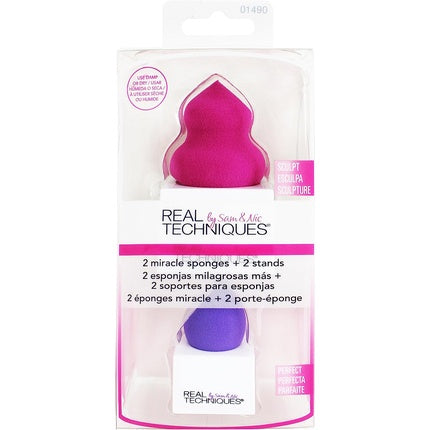 Real Techniques Miracle Makeup Sponges 2 Count 2 Sponges + Stands