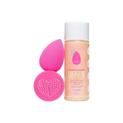beautyblender Limited Edition Double Delight Blend & Cleanse Set with Original Pink Blender Liquid Blendercleanser and Silicone Scrub Mat Vegan Cruelty Free Made in USA