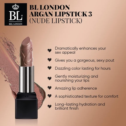 BL Argan Lipstick Nude Amazing Lipsticks For Women Soft and Kissable Lips Long Lasting Lipstick To Keep Your Radiance All Day And Night 1 count