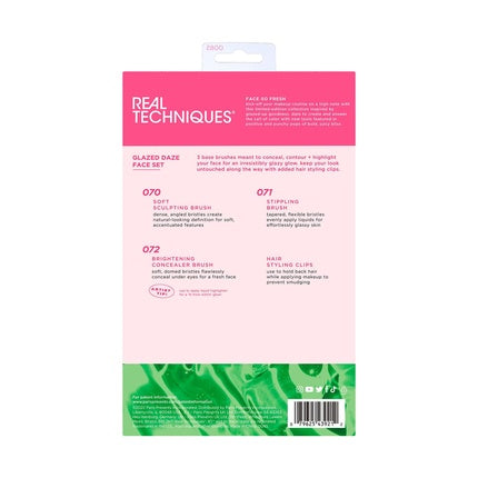 Nectar Pop Glazed Daze Face Makeup Brush Kit Collection - Set of 4 Brushes Real Techniques