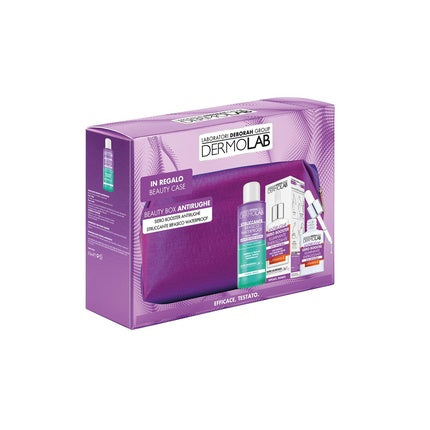Dermolab Beauty Box Anti-Wrinkle Set - Serum Booster Anti-Wrinkle Brightening 30ml, Waterproof Bufasic Makeup Remover 150ml and Pads