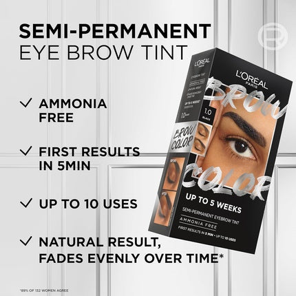 L'Oréal Paris Semi-Permanent Eyebrow Tint Lasts up to 5 Weeks Visible Results in 5 Minutes Ammonia Free Brow Colour Shade 6.0 Light Brunette