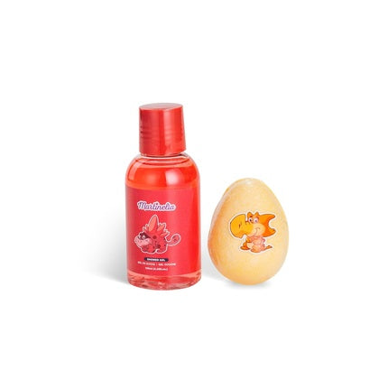MARTINELIA Kids Bath Set Small Dino Dinosaur Bath Set for Boys Playful Shower Gel and Bath Bomb - Non-Toxic