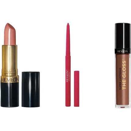 Revlon Super Lustrous Lipstick with Moisturizing Creamy Formula Infused with Vitamin E and Avocado Oil Nude/Brown with Lip Liner Pencil and Lip Gloss Choco Crush