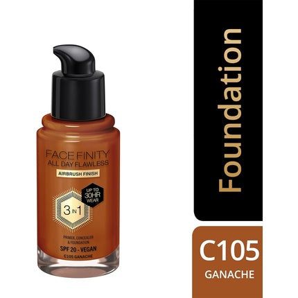 Max Factor Facefinity 3-in-1 All Day Flawless Foundation SPF 20 Ganache 30ml