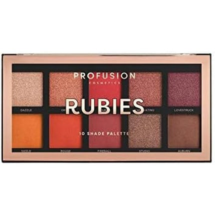 Profusion Cosmetics Rubies 10 Shade Eyeshadow Palette Blendable Multi-Finish