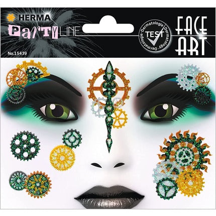 HERMA 15439 Face Art Sticker Steampunk Marie Temporary Glitter Face Paint for Carnival Halloween
