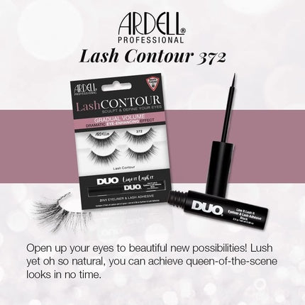 Ardell Lash Contour 372 Gradual Volume Dramatic Eye-Enhancing Effect with DUO Line It Lash It Adhesive Black