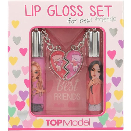Depesche TOPModel BFF Best Friends Lip Gloss Set in Model Design for Children 2 Glosses with Fruity Fragrance Includes Pendant
