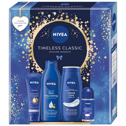 Nivea Set Timeless Classic - Hand Cream 100ml, Shower Gel 250ml, Antiperspirant Roll-On 50ml, Body Lotion 250ml