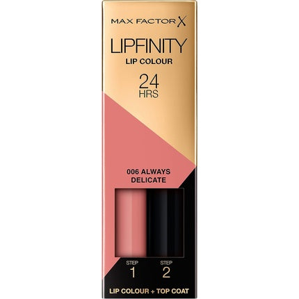 Max Factor Lipfinity Lip Colour Lipstick, 2-Step Long Lasting, 006 Always Delicate, 2.3ml