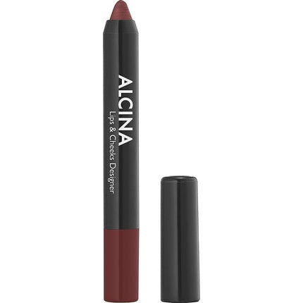 ALCINA Lips & Cheeks Designer Brown High-Pigment Color with Velvety-Matte Finish 2-in-1 Lipstick and Blush
