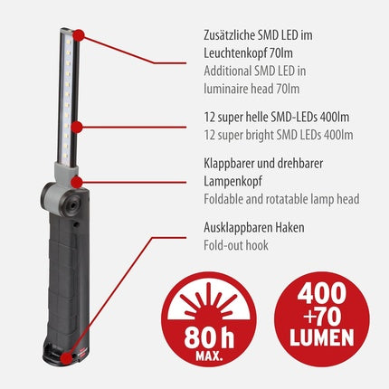 Brennenstuhl Rechargeable LED Torch Sansa 401 A - Rechargeable Work Light
