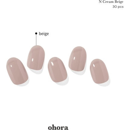 ohora Semi Cured Gel Nail Strips in Cream Beige - Salon-Quality Long Lasting Easy to Apply & Remove - Includes 2 Prep Pads Nail File & Wooden Stick - Beige