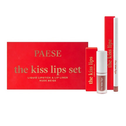 The Kiss Lips Set Lipstick And Lip Liner 01 Nude Beige