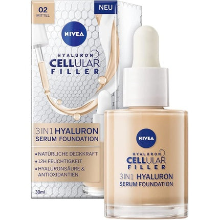 Nivea 3 in 1 Hyaluronic Serum Foundation 30ml - Anti-Aging Foundation
