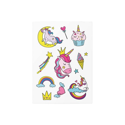 Unicorn Rainbow Temporary Tattoos Set of 10 Colorful Designs