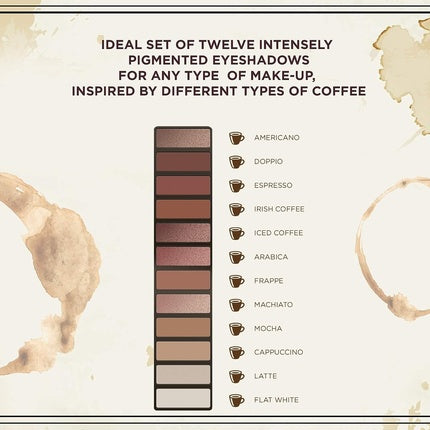 Eveline Cosmetics Charming Mocha 12-Shade Eyeshadow Palette - Captivating Coffee