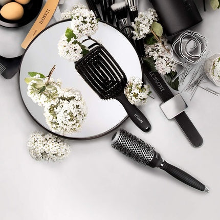 T4B LUSSONI Black Wide Practical and Professional Hairdressing Hand Mirror 29cm for Salons Barbers Beauticians for Men and Women