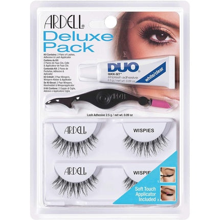 ARDELL Deluxe Pack Real Hair Eyelashes with Duo Eyelash Glue and Easy Applicator for Attaching False Eyelashes 2.5g - Pack of 2