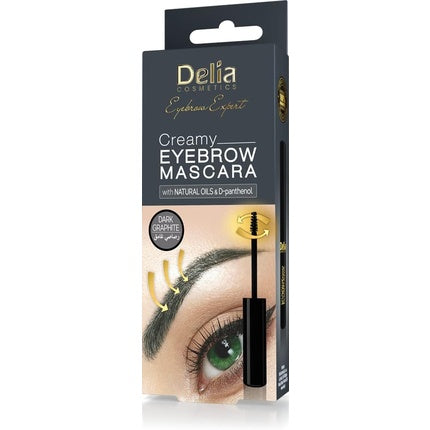 Delia Cosmetics Beige Creamy Eyebrow Mascara with Natural Oils and D-Panthenol Eyebrow Expert Long Lasting Effect Intense Color Vivid Graphite Eyebrows