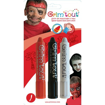 Grim Tout Face Paint Sticks 3 Pack - Pirate Vampire