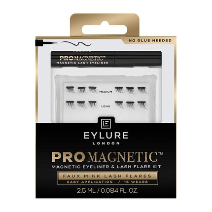 Eylure PROMAGNETIC Magnetic Eyeliner and False Lashes Kit Faux Mink Flares Medium and Long No Glue Needed