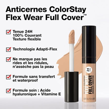 Revlon ColorStay Flex Wear Full Cover Non-Creasing Concealer with Hyaluronic Acid and Vitamin E 0.34 fl oz 040 Medium