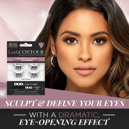 Ardell Lash Contour 370 Center Volume Dramatic Eye-Opening Effect with DUO Lash It Line It Adhesive Black 2 Pairs