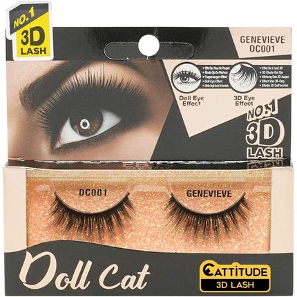 EBIN NEW YORK Cattitude 3D Lash Doll Cat Genevieve Long Voluminous Wispy Hair Lightweight Comfortable Wear Reusable