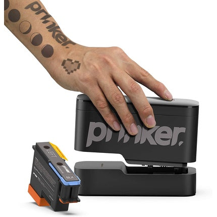 Prinker S Temporary Tattoo Device Package with Premium Cosmetic Black Ink - Compatible with iOS & Android Devices