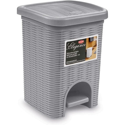 Stefanplast Elegance Rattan Trash Can 6L Gray