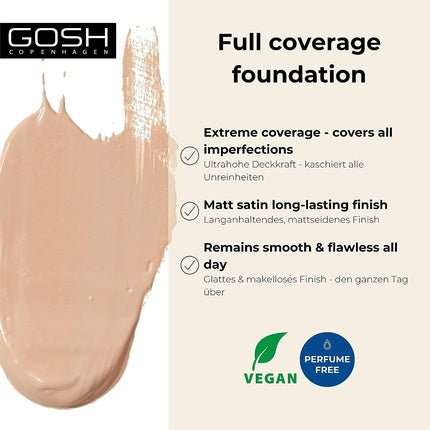 Gosh Dextreme Foundation Full Coverage Concealing Face Foundation 004 Natural 30ml