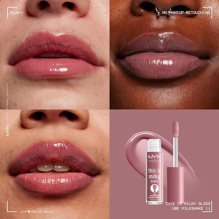 NYX Professional Makeup This Is Milky Gloss 12 Hour Hydration Vegan Ube Milkshake Mauve Purple