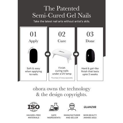 ohora Semi Cured Gel Nail Strips N Cream Pink - Works with Any Nail Lamps Salon-Quality Long Lasting Easy to Apply & Remove Includes 2 Prep Pads Nail File & Wooden Stick