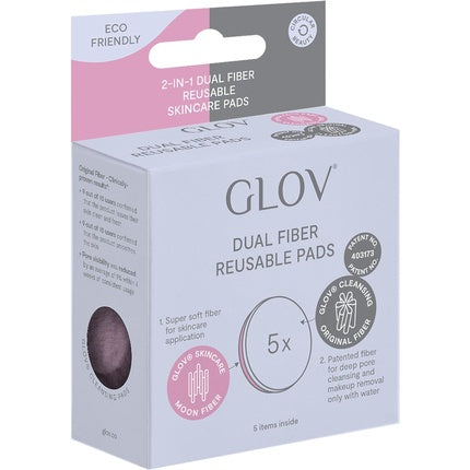 GLOV 5 Reusable Makeup Remover Pads Microfiber Face Cloth Face Wipes Cleansing Pads for Face Facial Cleanser Dual Fiber Skincare Pads - Pack of 5