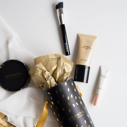 Atashi DD Cream Nude Skin Perfection with SPF15 Medium Tones and Firming Eye Contour Illuminator 50ml + 15ml with Makeup Brush