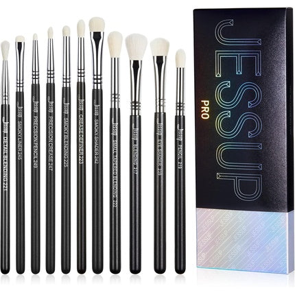 Jessup Eyeshadow Brush Set 11pcs Makeup Brushes Professional Eye Shadow Blending Shader Crease Black T340 C-T340
