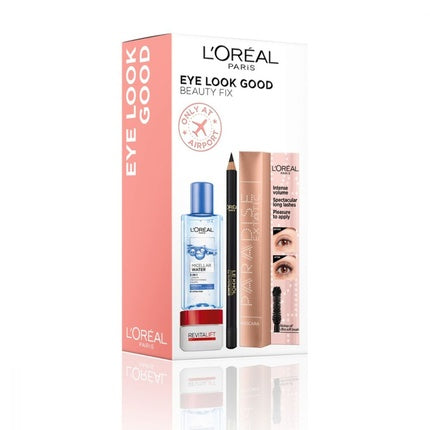 L'Oreal Paris Eye Look Good Beauty Fix Set - Cleansing Micellar Water 95 Ml, Paradise Extatic Volumizing Mascara 64 Ml, Le Khol By Superliner Kohl