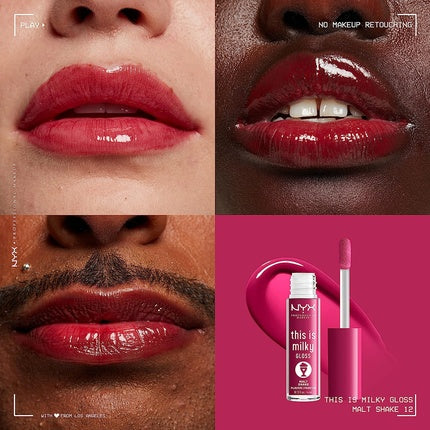 NYX Professional Makeup This Is Milky Gloss 12 Hour Hydration Vegan Malt Shake Warm Red
