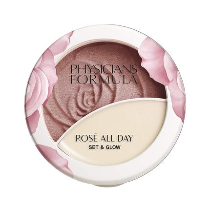 Physicians Formula 2-in-1 Illuminating Powder and Balm Rose All Day Set and Glow with Skin-Tightening Ingredients Brightening Rose