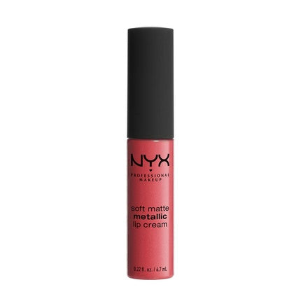 NYX Professional Makeup Soft Matte Metallic Lip Cream Liquid Lipstick Manila Coral with Pink Undertone 0.22oz