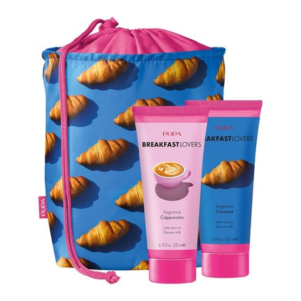 Pupa Milano Breakfast Lovers Set Cappuccino and Croissant 3 Pc Gift Shower Milk Body Wash Soap Hydrating Skincare
